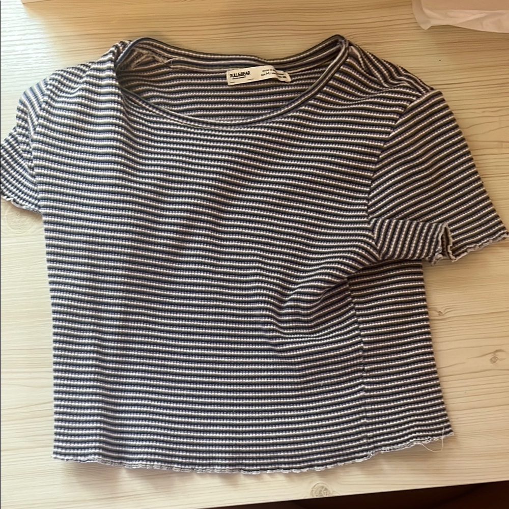 Striped Purple Blue and White Crop Top